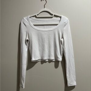 White Long Sleeve Crop Top